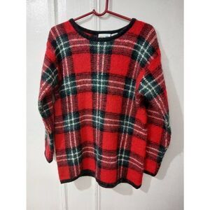 Vintage Paul Harris womens small sweater mohair red Christmas dolman sleeve